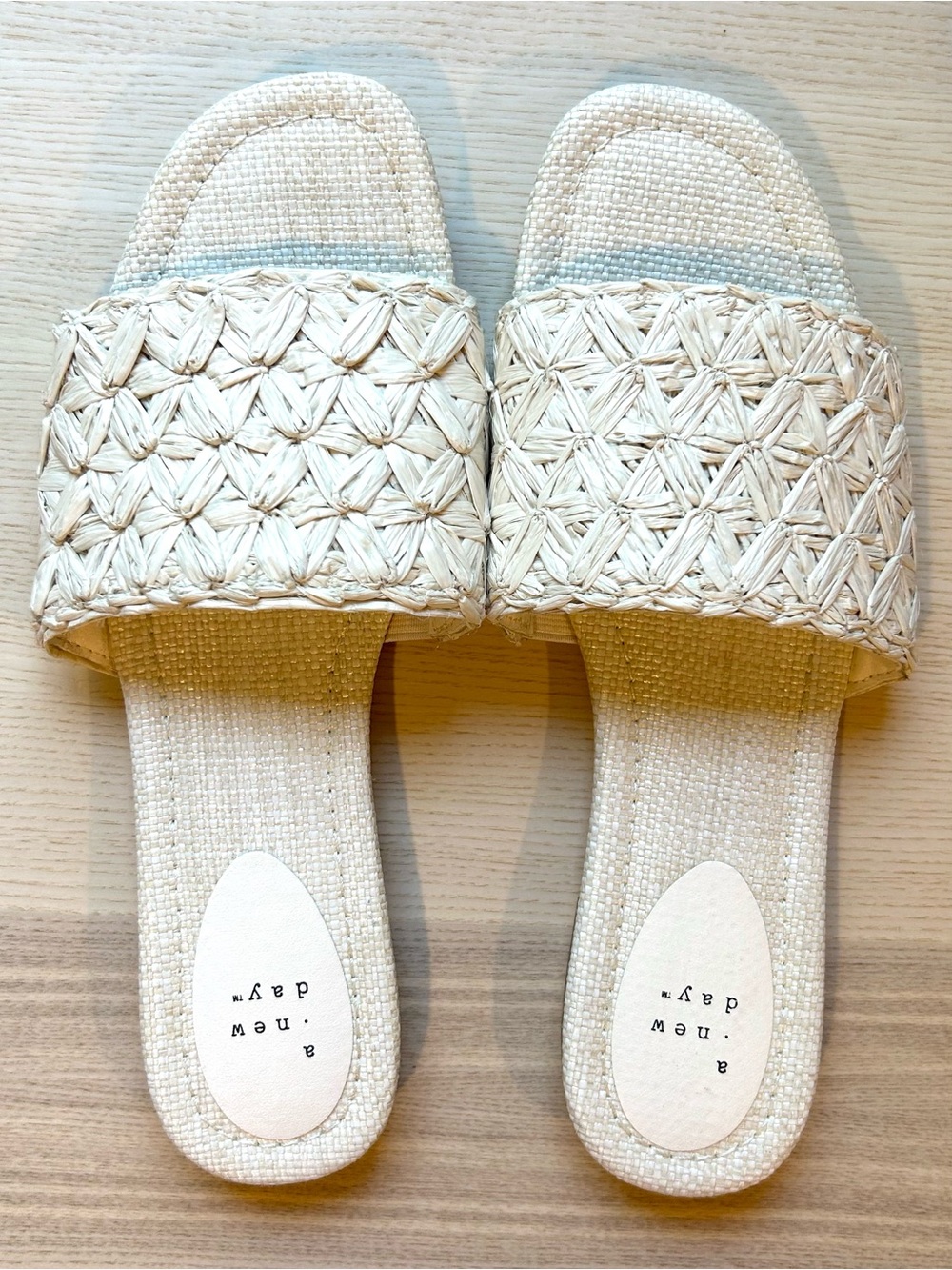 A New Day Target White Raffia Slide Sandals Summer Romantic Cottagecore Size 9.5